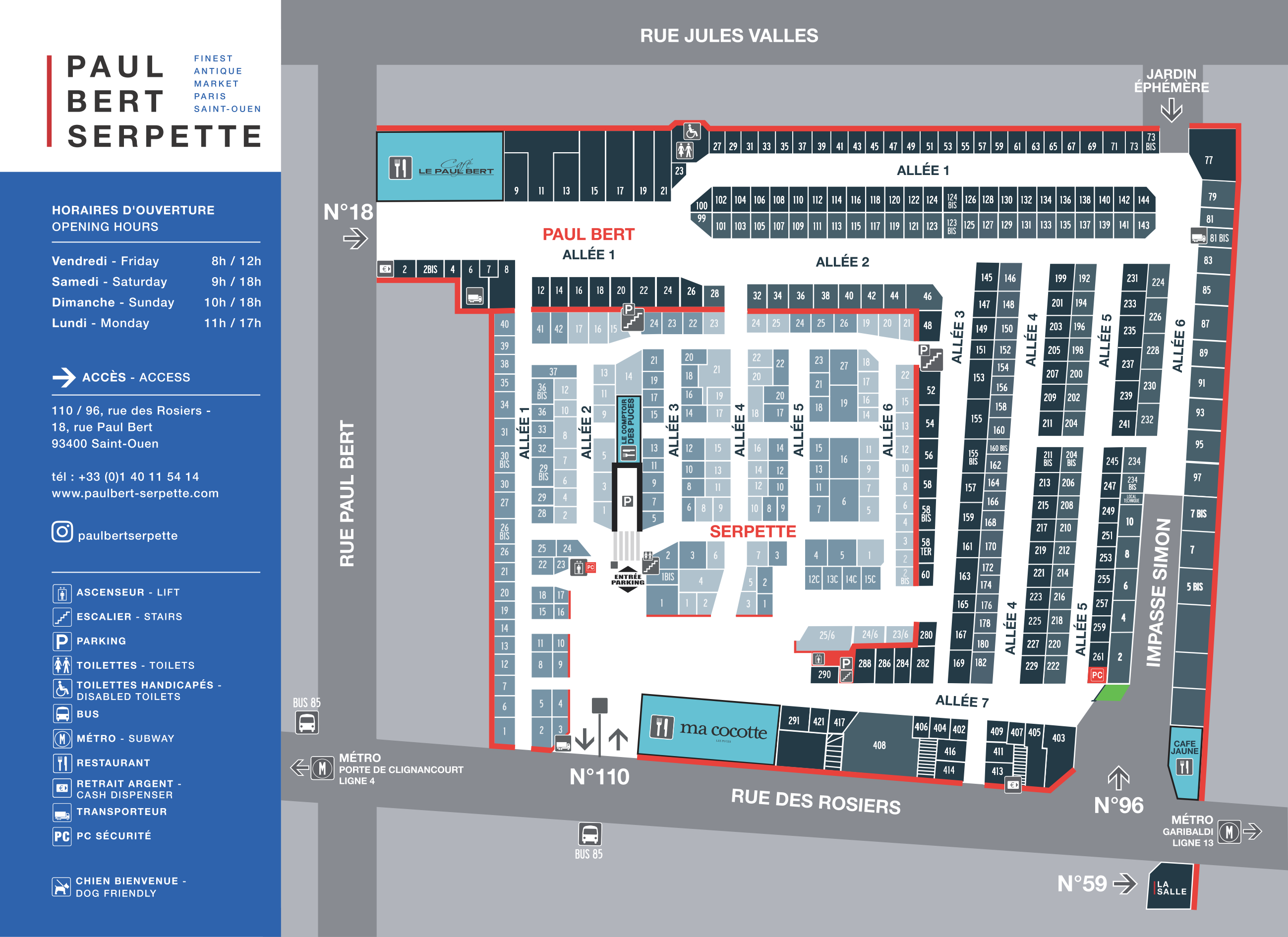 plan du marché Paul Bert Serpette