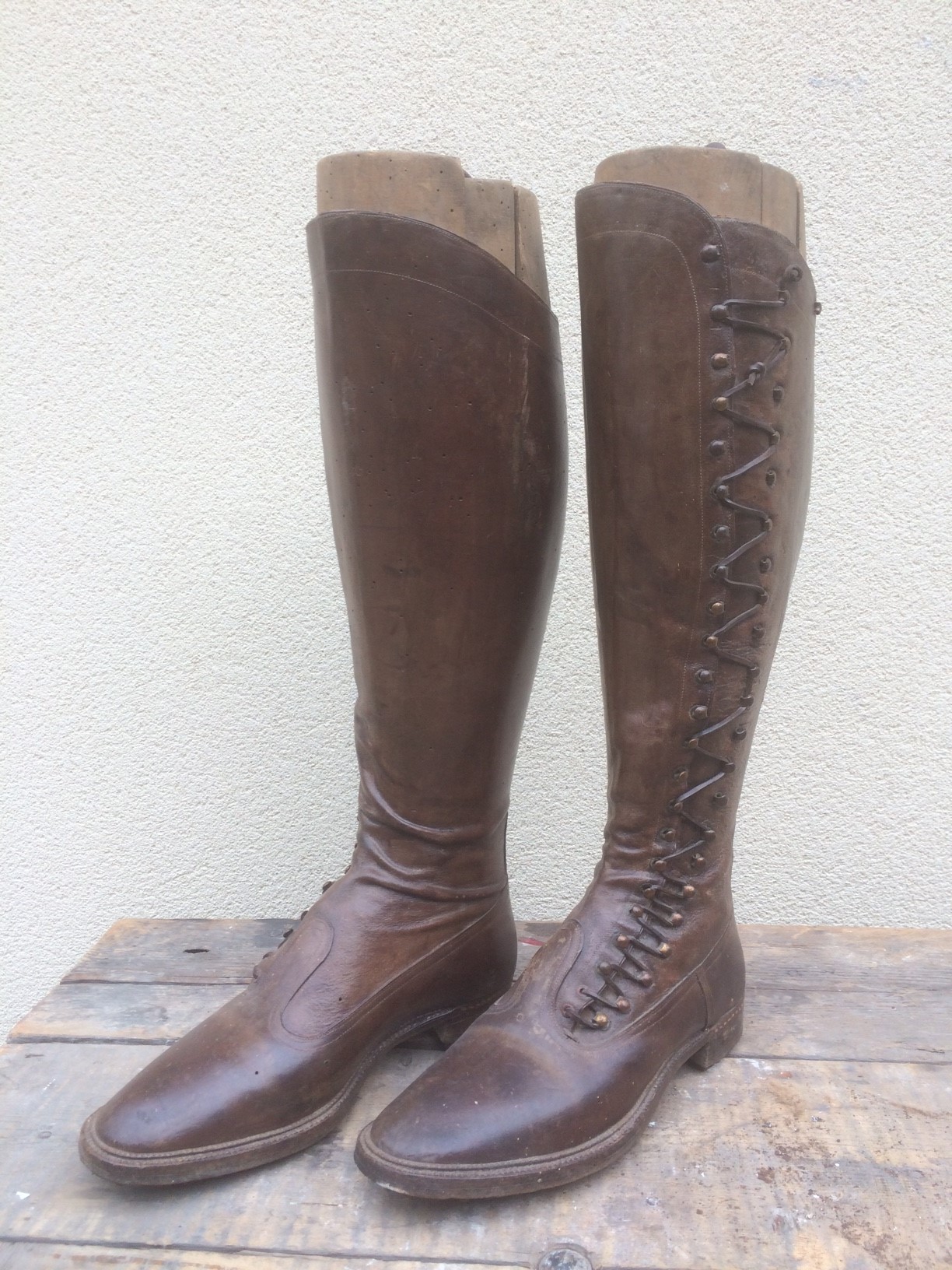 COOLCEPT Bottes Femmes Vintage Victoriennes à Lacets - Style Années 50, Hautes Genoux, Talon 5.5 Cm