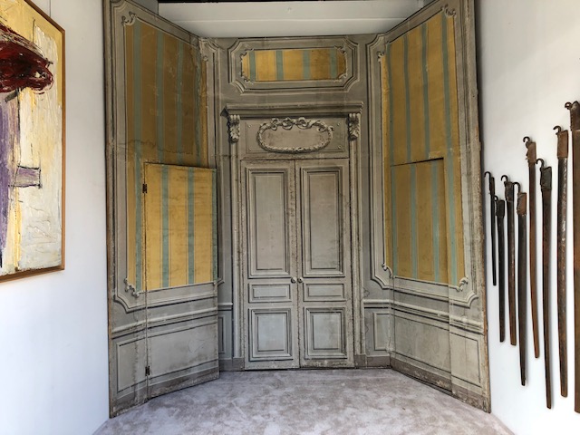 trompe l'oeil theater decor of a Louis XVI style interior, dated