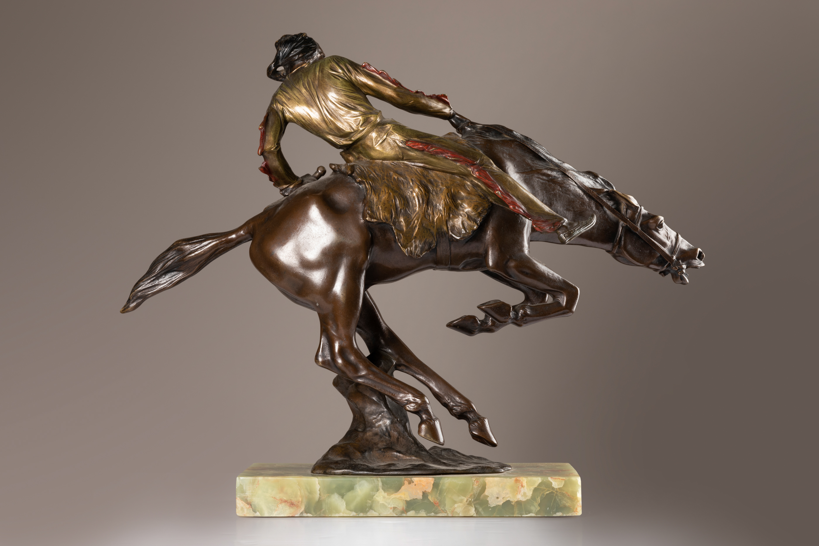 Bruno ZACH - Indian rider charging - Important Vienna Bronze