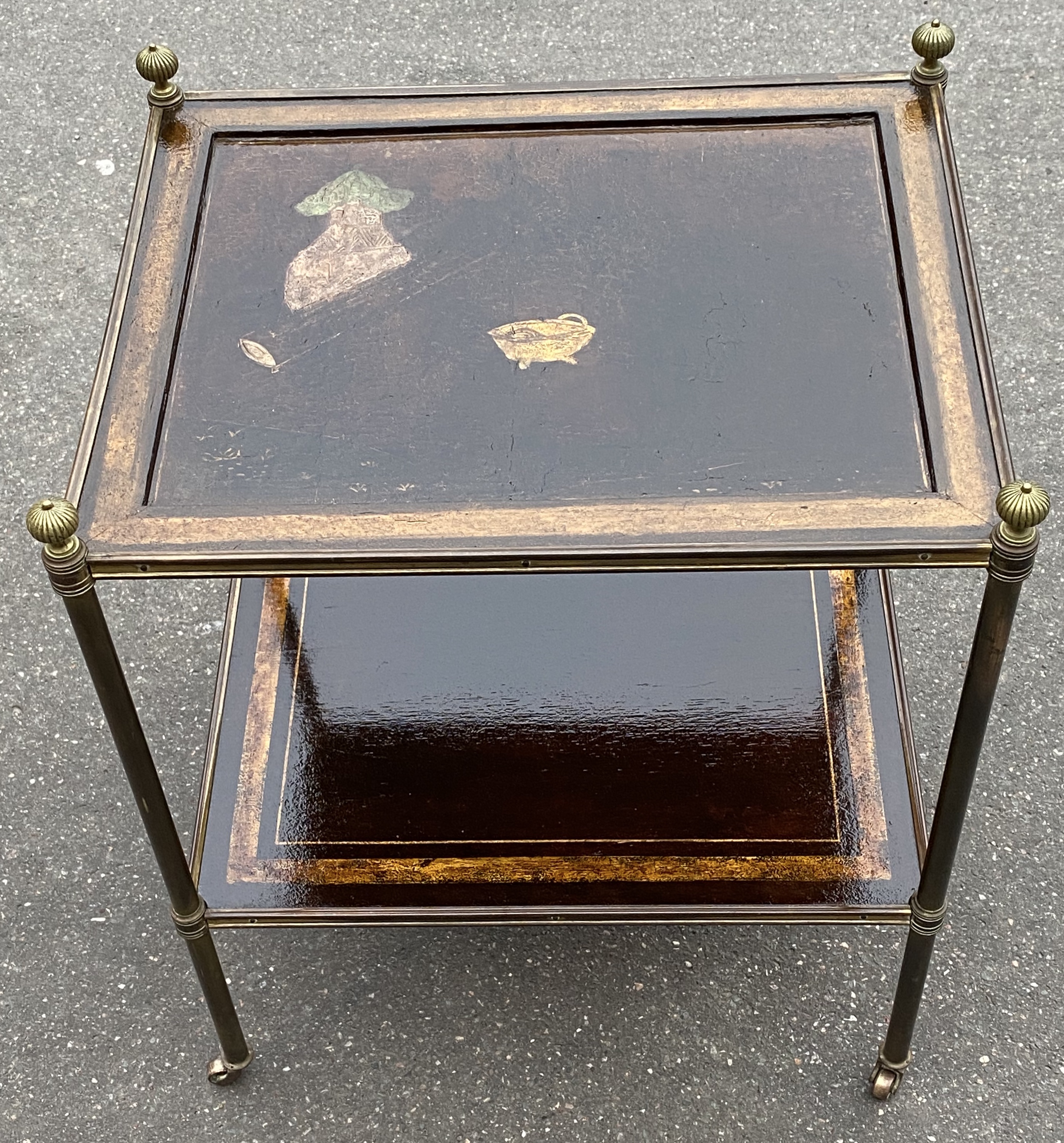 1950′ Maison Jansen Table In Patinated Bronze With Coromandel Chinese ...
