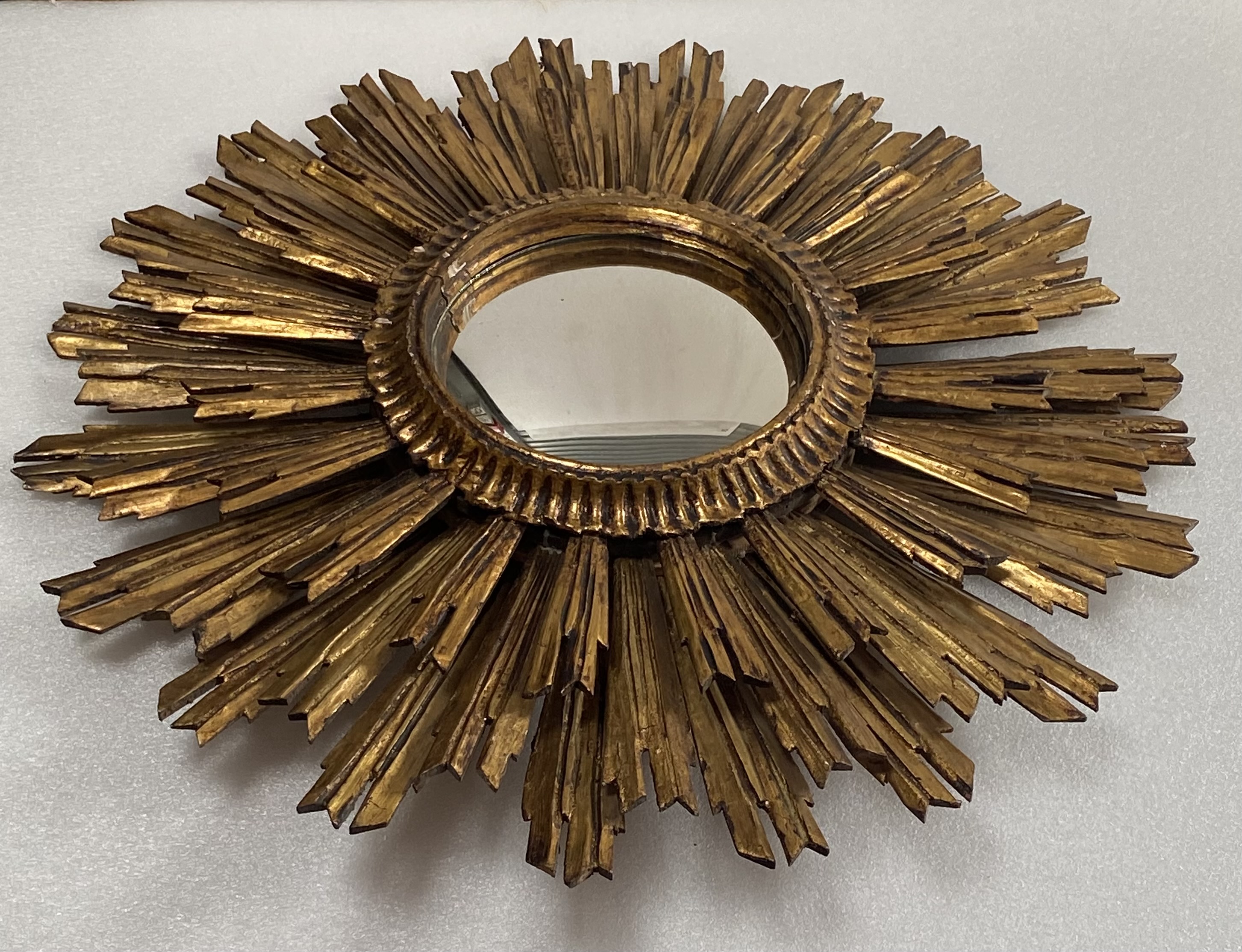 Miroir Soleil Doré En Bois 20 Cm - Décoration Murale Élégante