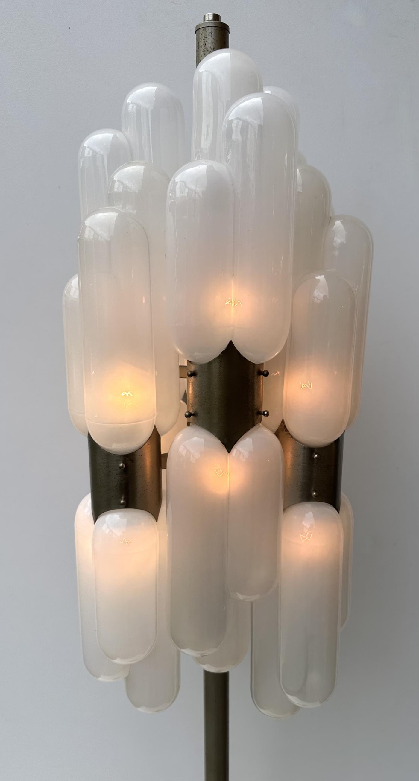 Torpedo floor lamp in Murano glass and metal by Carlo Nason for