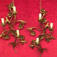 applique light fixture paire pair italien italian golden doré