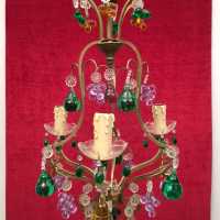 lustre pampilles couleur fruits italien italian chandelier fer doré light