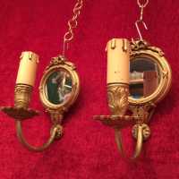 paire appliques light fixture miroir glasses bronze ormoulu