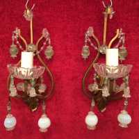 paire pair appliques light fixture golden doré bleu blue vert green