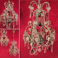 paire pair lustre chandelier cristal crystal luminaire light pendant pampilles