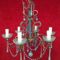 lustre opaline bleu pampille blue chandelier