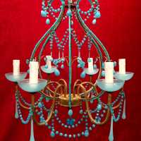 lustre chandelier opaline bleu blue light