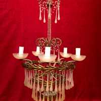 lustre chandelier opaline rose pink light