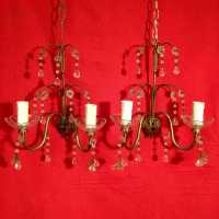 paire pair applique light fixture golden green