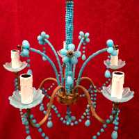 lustre chandelier opaline bleu blue light
