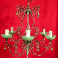 lustre chandelier opaline vert green light