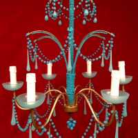 lustre chandelier opaline bleu blue light