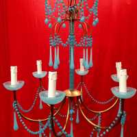 lustre chandelier opaline bleu blue light