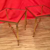 table basse fer doré miroir