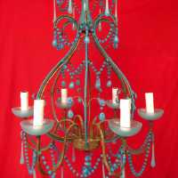 lustre chandelier opaline bleu blue light