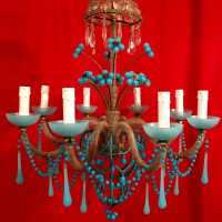 lustre chandelier opaline bleu blue light italian 