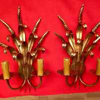 paire pair applique light fixture golden