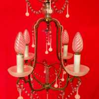 lustre chandelier opaline rose pink light