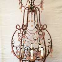 lustre chandelier opaline rose pink light