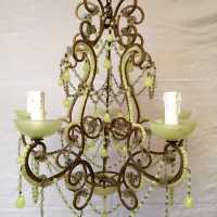 lustre chandelier opaline rose pink light