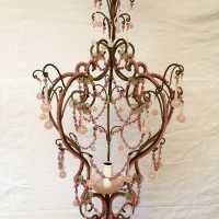 lustre chandelier opaline rose pink light