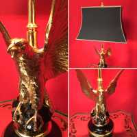 lampe lamp laiton brass aigle eagle noir black or doré gold golden