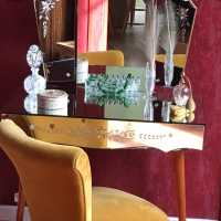 coiffeuse miroir triptyque pieds compas tiroir