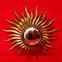 miroir mirror doré sun convex convexe sorcière witch golden brass laiton