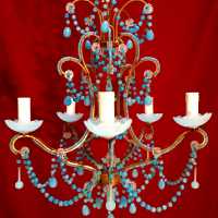 lustre chandelier opaline bleu blue light