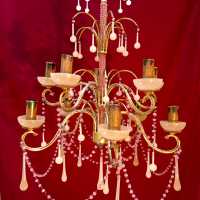 lustre chandelier opaline rose pink light lumières