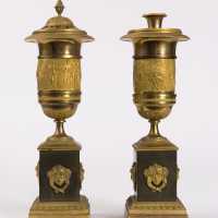 Paire de Bougeoirs Cassolettes, époque Empire, attribués à Thomire- Paul Bert Serpette