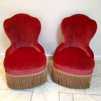 red velvet toad chair red pair