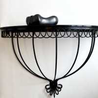 Console black metal and black opaline Mathieu Matégot, 1951.