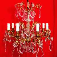 chandelier bronze crystal lamp light opaline candlestick