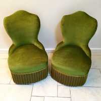 pair pair armchair toad velvet green green fireside chair