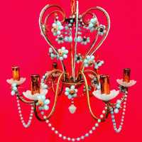 opaline chandelier blue blue flowers flowers