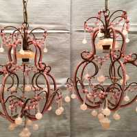 pair pink opaline chandelier pink