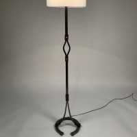 Floor lamp steel and leather.