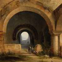 "Romanesque ruins", oil on canvas, Charles-Caïus Renoux (1795-1846), c.1820-1830