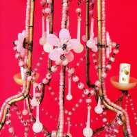 opaline chandelier blue blue flowers flowers pink