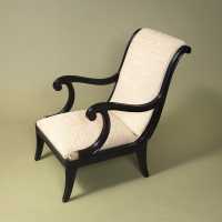 Pair of armchairs in the style of Jansen, black lacquer, bronze motifs (detail claw), France, c.1940