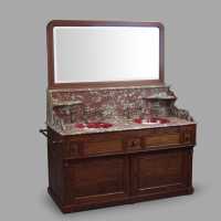 Toilet furniture pitchpin and red marble of Languedoc