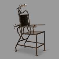 Medical armchair in sheet metal and nickel-plated parts, circa 1930