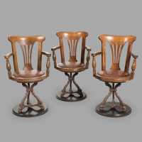 Three 19th century steamer armchairs
