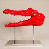 Sculpture, crocodile head, animal resin, François Rambaud, c.1990, (L 35 / H 95 / L100)