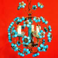 opaline chandelier blue blue flowers flowers