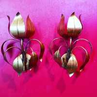 pair gold wood applique wood gold iron pair light fixture